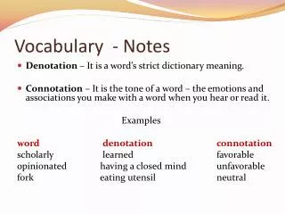 Vocabulary - Notes