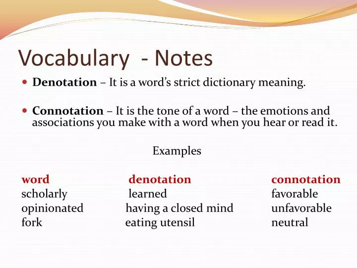 vocabulary notes