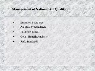 Management of National Air Quality