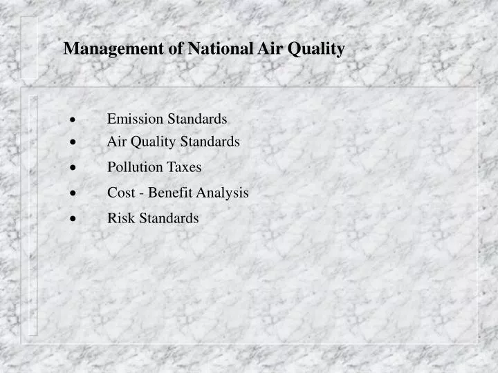management of national air quality