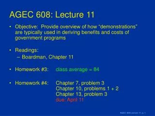 AGEC 608: Lecture 11