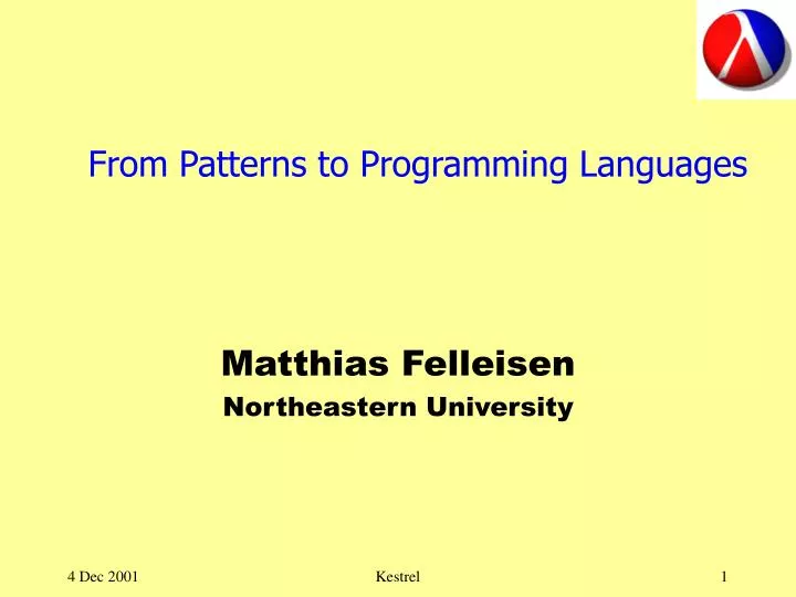 from patterns to programming languages