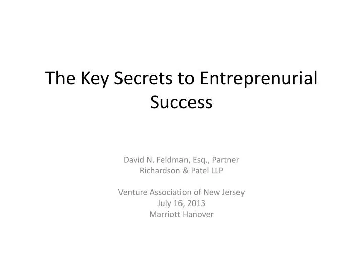 the key secrets to entreprenurial success