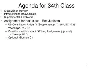 Agenda for 34th Class