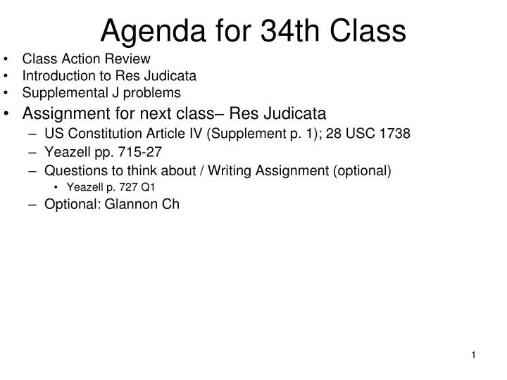 agenda for 34th class