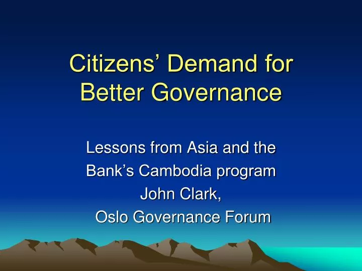 citizens demand for better governance