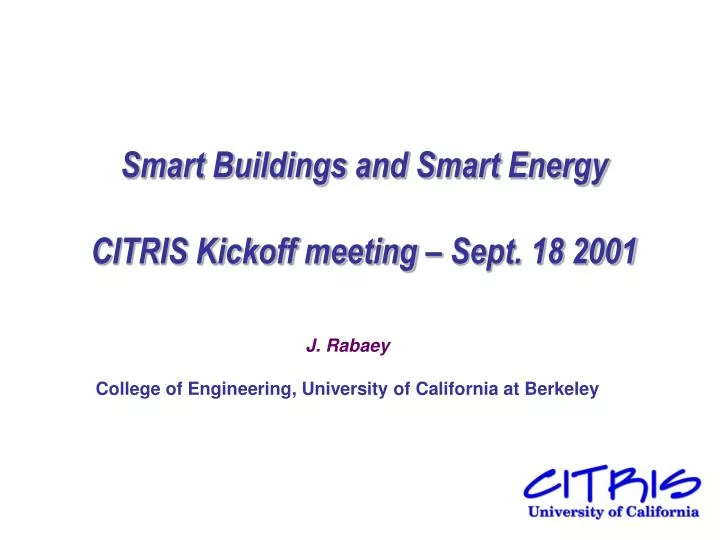 smart buildings and smart energy citris kickoff meeting sept 18 2001