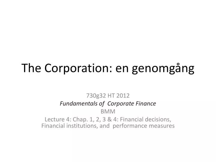 the corporation en genomg ng