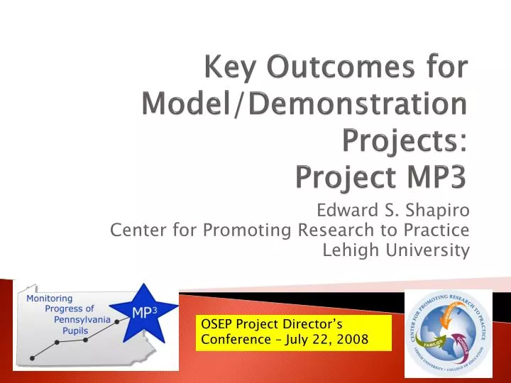key outcomes for model demonstration projects project mp3