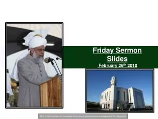 Friday Sermon Slides February 26 th 2010