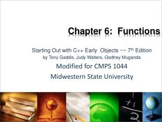 Chapter 6: Functions