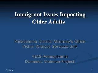 Immigrant Issues Impacting Older Adults