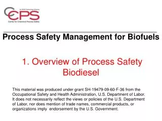1. Overview of Process Safety Biodiesel