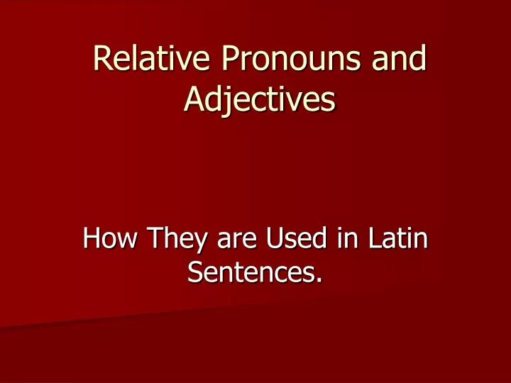 relative pronouns and adjectives