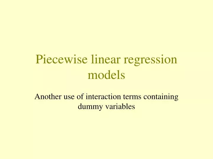 piecewise linear regression models