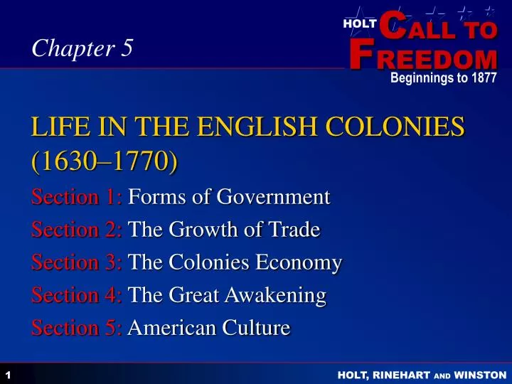 life in the english colonies 1630 1770