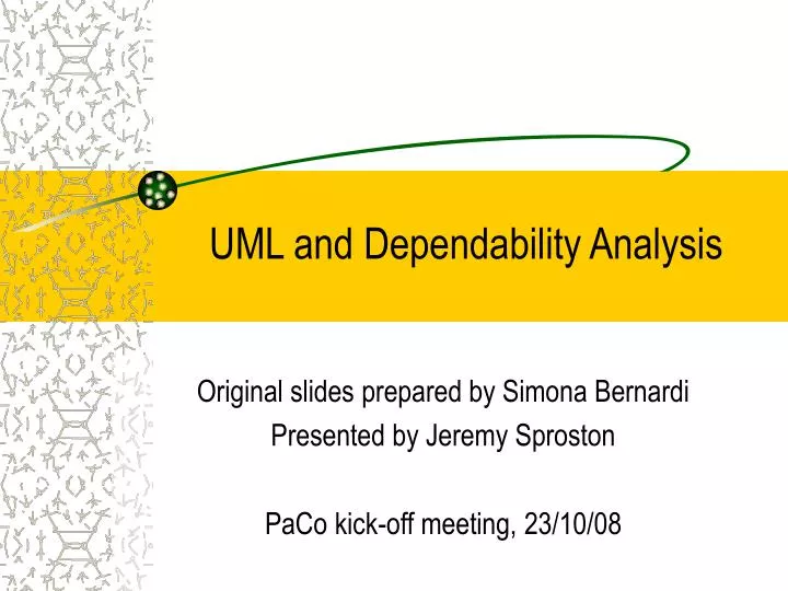 uml and dependability analysis