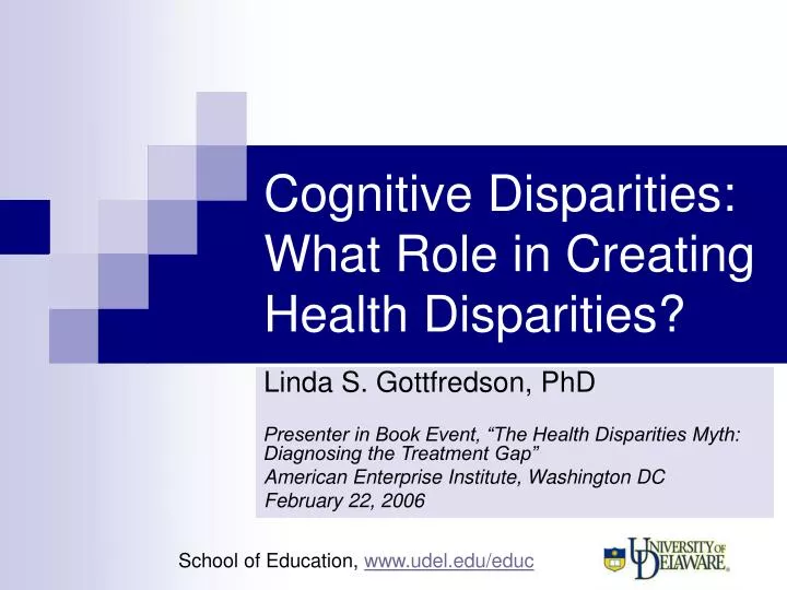 cognitive disparities what role in creating health disparities
