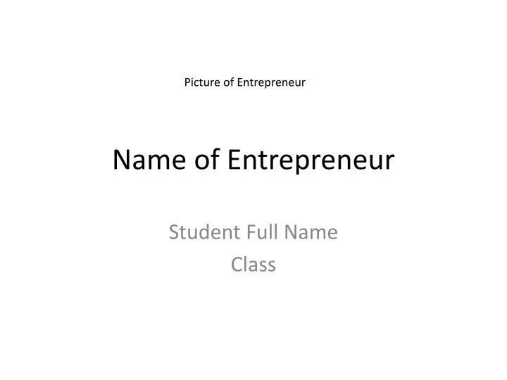 name of entrepreneur