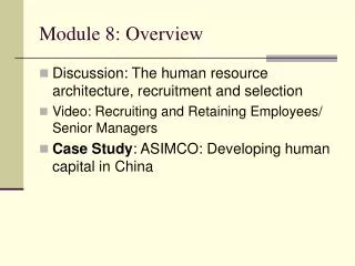 Module 8: Overview