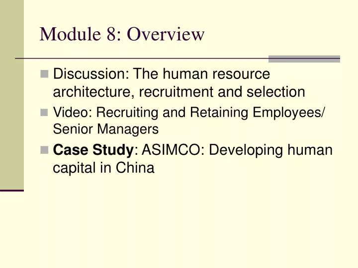 module 8 overview