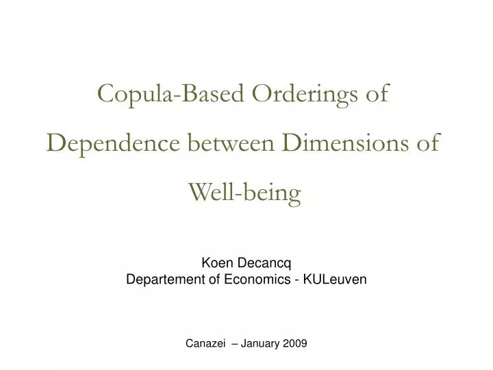 copula based orderings of dependence between dimensions of well being