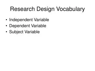 Research Design Vocabulary