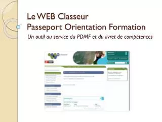 le web classeur passeport orientation formation