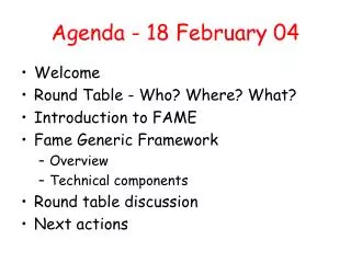 Agenda - 18 February 04