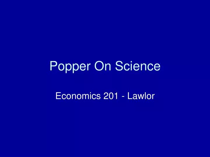 popper on science