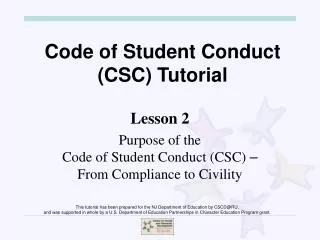 Code of Student Conduct (CSC) Tutorial