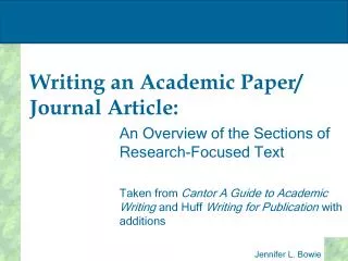 Writing an Academic Paper/ Journal Article: