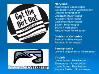 Maryland Assateague Coastkeeper Baltimore Harbor Waterkeeper Chester Riverkeeper Choptank Riverkeeper Patuxent Riverkee