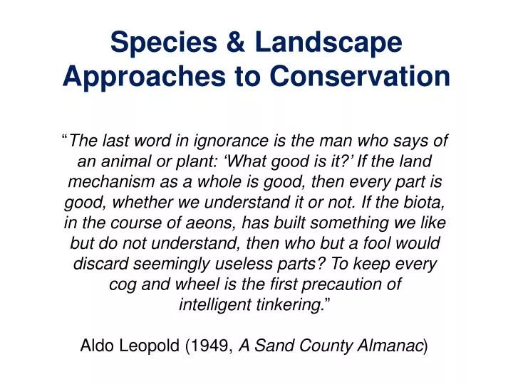 species landscape approaches to conservation