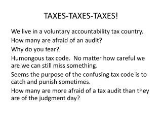 TAXES-TAXES-TAXES!