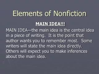 elements of nonfiction