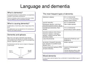 Language and dementia