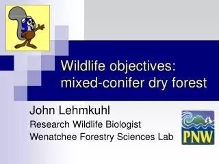 Wildlife objectives: mixed-conifer dry forest