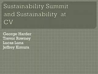 Sustainability Summit and Sustainability at CV