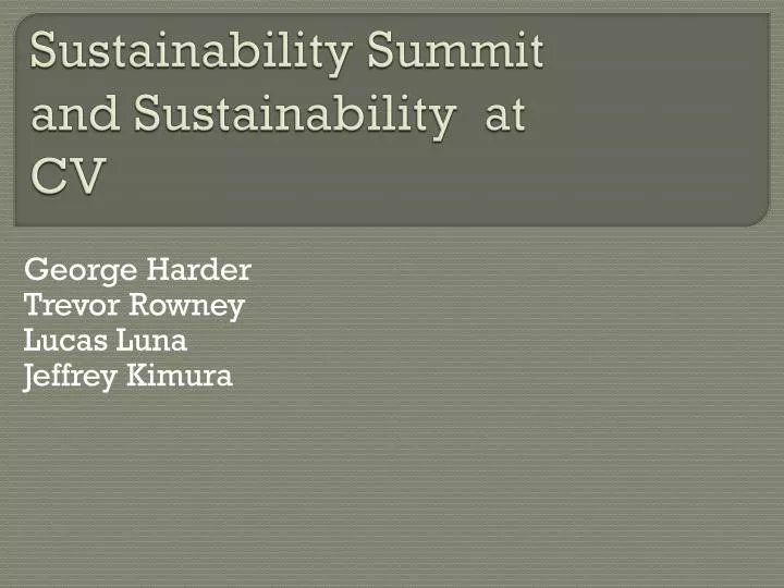 sustainability summit and sustainability at cv