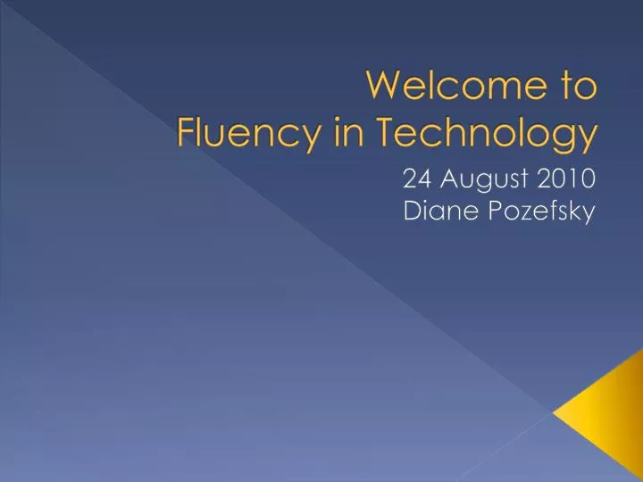 welcome to fluency in technology