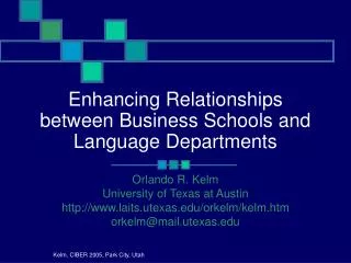Enhancing Relationships between Business Schools and Language Departments