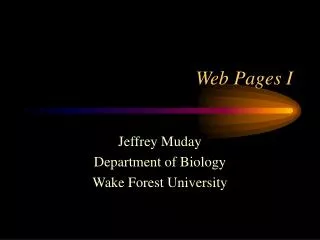 Web Pages I
