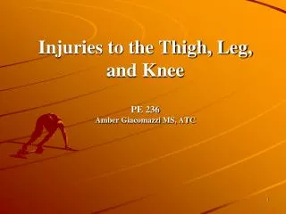 Injuries to the Thigh, Leg, and Knee PE 236 Amber Giacomazzi MS, ATC