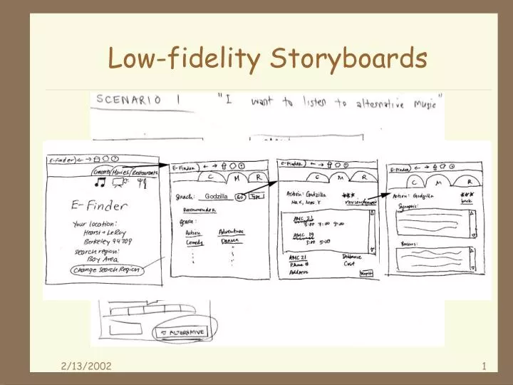 low fidelity storyboards