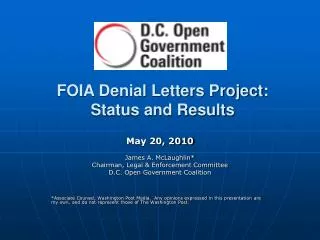 FOIA Denial Letters Project: Status and Results
