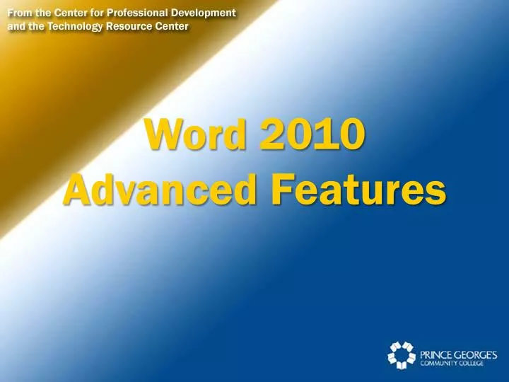 word 2010 advanced features