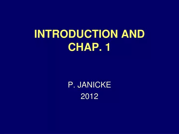 introduction and chap 1