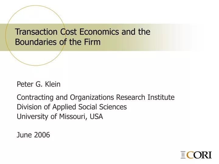 transaction cost economics and the boundaries of the firm