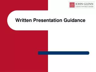 Written Presentation Guidance